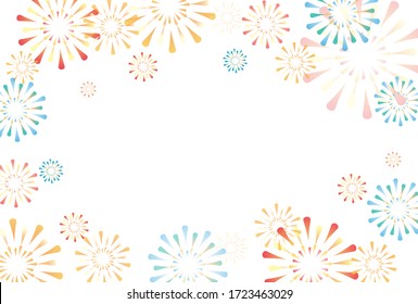 Tarjeta de felicitación de verano con fuegos artificiales. Ilustración vectorial.Posición horizontal. Posición horizontal.