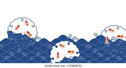 Summer greeting card goldfish pattern background