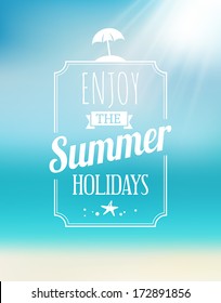Summer greeting card with the sea and the sun.