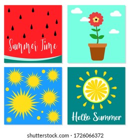 Summer greeting card set bundle 