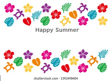 summer greeting card with tropical icons.