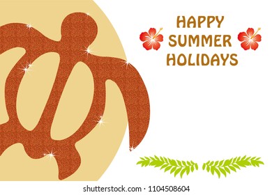Summer greeting cards, turtle motif design, Happy Summer Holiday,background