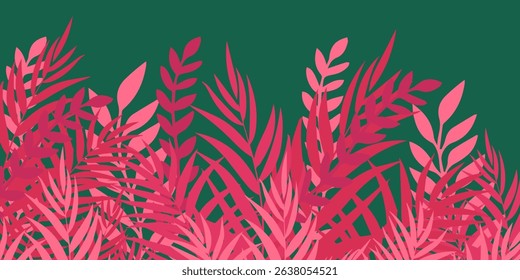 Summer greeting clipart banner poster set. spring tropical leaves with orange,strawberry, avocado, collection summer or spring poster in colorful abstract background	