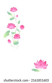 Summer greeting postcard template of lotus flowers.