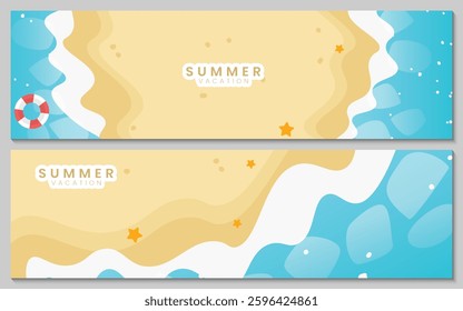 Summer greeting vector banners design. Vector illustration seasonal collection