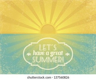 Summer grunge textured background with banner. EPS10.