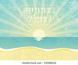 Summer grunge textured background with Summer Time banner.