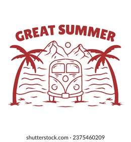 summer hand draw vintage illustration