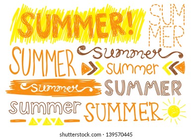 summer hand drawing typography