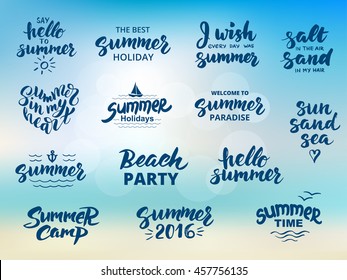 Summer hand drawn brush letterings. 