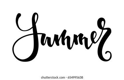 Summer. Hand drawn calligraphy and brush pen lettering. design for holiday greeting card and invitation of seasonal summer holidays, summer beach parties, tourism and travel.