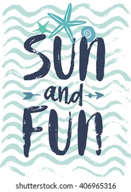 Summer hand drawn calligraphyc card. Vector illustration.