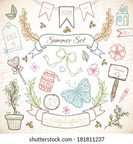 Summer hand drawn elements for your design projects