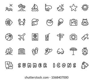 summer hand drawn icon design illustration, line style icon, designed for app and web