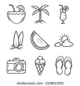 summer hand drawn icon illustration