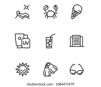 summer hand drawn icon set design illustration, hand drawn style design, designed web and app