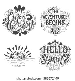 Summer Hand Drawn Lettering Typography Inscriptionadventures Stock ...