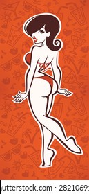 summer hand drawn patterns and cartoon sexy girl