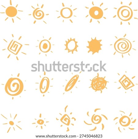Summer Hand Drawn Sun Clipart Set