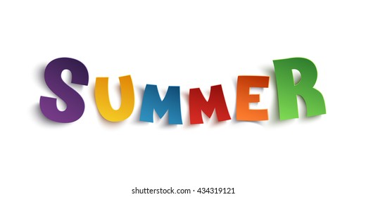 Summer, hand drawn typeface isolated on white background. Vector illustration.