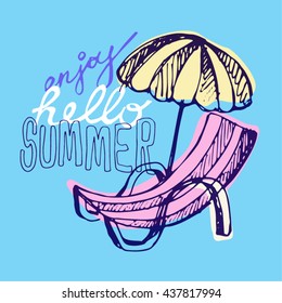 Summer hand drawn vector banner. Vector illustration. 