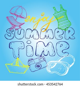 Summer hand drawn vector illustration. 