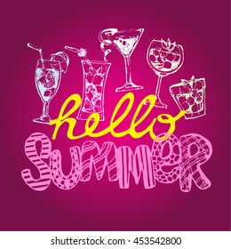 Summer hand drawn vector illustration. 