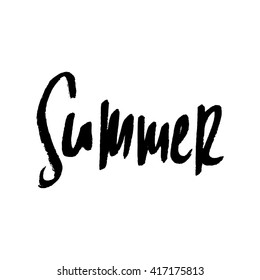 "Summer" hand lettered design poster in black and white.