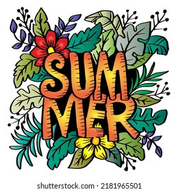 Summer Hand Lettering With Floral Decoration

