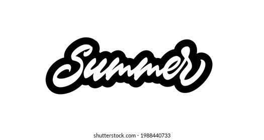 Summer hand lettering logo. Vector text for use in tee print design. Word summer handwritten calligraphic text in a modern style.
