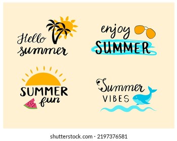 Summer Hand Lettering Vector Icon 