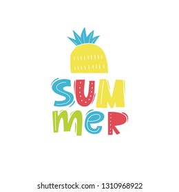 Summer - hand written lettering quote. Fresh summer print with lettering 