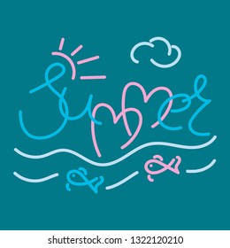 Summer, hand written. Vector illustration.