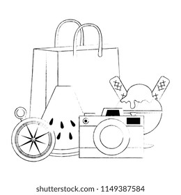 summer handbag with accessories