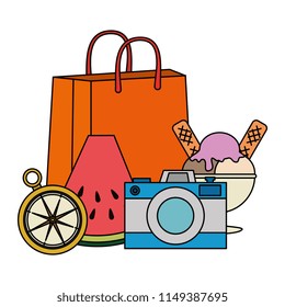 summer handbag with accessories