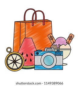 summer handbag with accessories