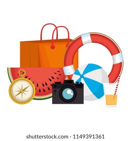 summer handbag with accessories