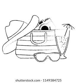 summer handbag with camera and cocktail