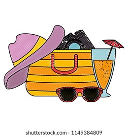 summer handbag with camera and cocktail