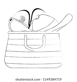 summer handbag with sandals and hat