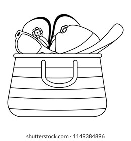 summer handbag with sandals and hat