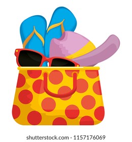 summer handbag with sandals and hat