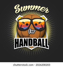 Summer handball logo. Summer for handball. Pattern for design poster, logo, emblem, label, banner, icon. Handball template on isolated background. Vector illustration