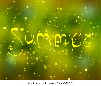 Summer handdraw poster with blurry effect. Vector background.