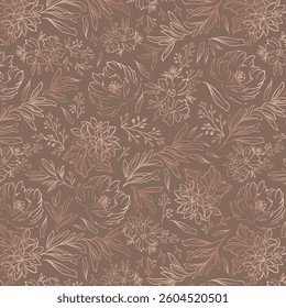 Summer handmade floral background. Botanical background from abstract flowers. Sketchy drawing of white outlines and yellow-brown strokes, blue background. wallpaper, bedspreads, bed linen, textiles