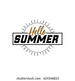 Verano - Plantilla hecha a mano. El logotipo de objetos vectoriales aislados es una placa para su diseño
