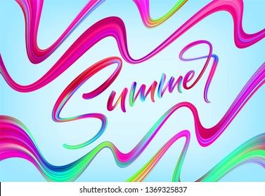 Summer Handwritten brush stroke acrylic paint lettering. Vector millustration EPS10