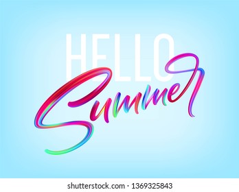 Summer Handwritten brush stroke acrylic paint lettering. Vector millustration EPS10