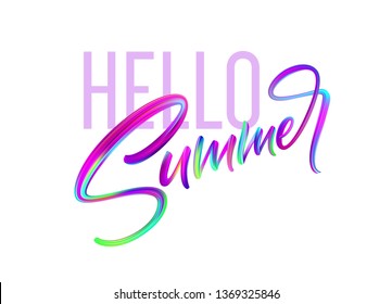 Summer Handwritten brush stroke acrylic paint lettering. Vector millustration EPS10