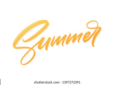Summer Handwritten brush stroke acrylic paint lettering. Vector illustration EPS10